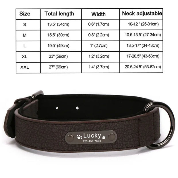 Personalized Dog Collar Leather Pet