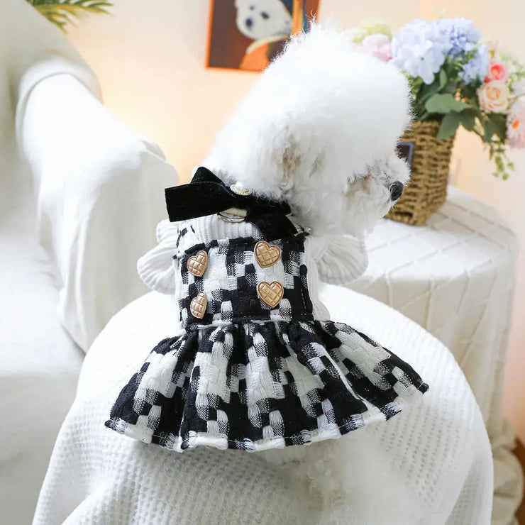 Pet Plaid Bow Montage Two-piece Dress Dog luxury