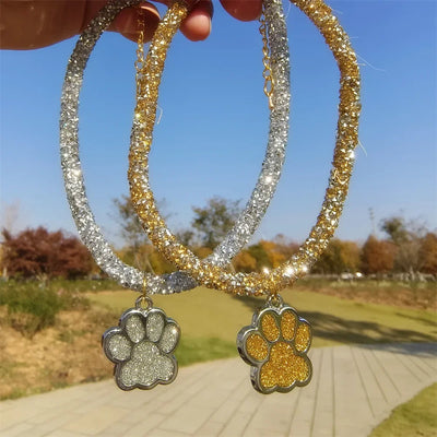 Luxury Crystal Cat luxury Collar Paw Pendant Party