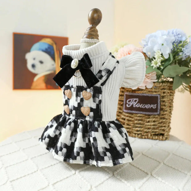 Pet Plaid Bow Montage Two-piece Dress Dog luxury