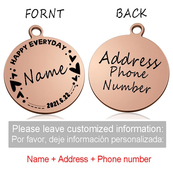 Custom Personalized Cat Dog ID Circle