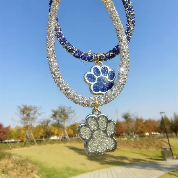 Luxury Crystal Cat luxury Collar Paw Pendant Party