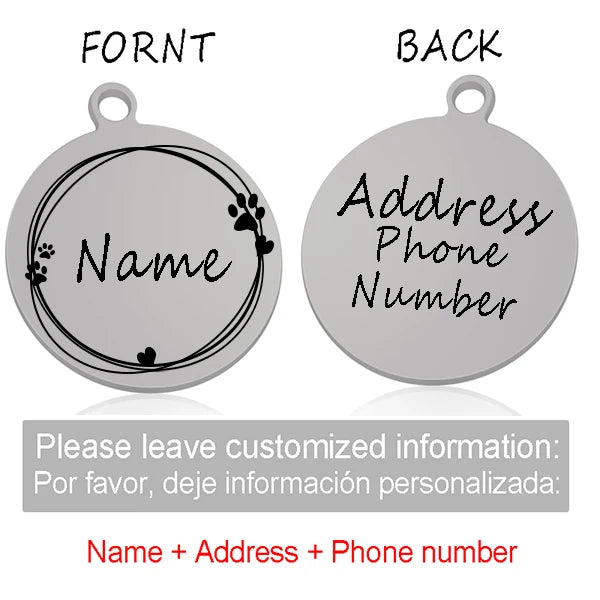 Custom Personalized Cat Dog ID Circle