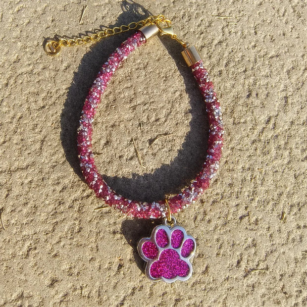 Luxury Crystal Cat luxury Collar Paw Pendant Party