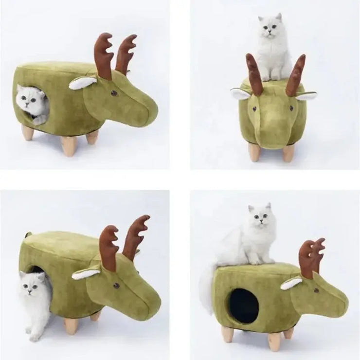 Small Cute Animal Shape luxury House Wood Cat Tree