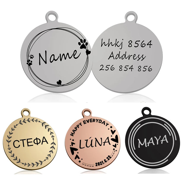 Custom Personalized Cat Dog ID Circle