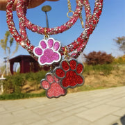 Luxury Crystal Cat luxury Collar Paw Pendant Party