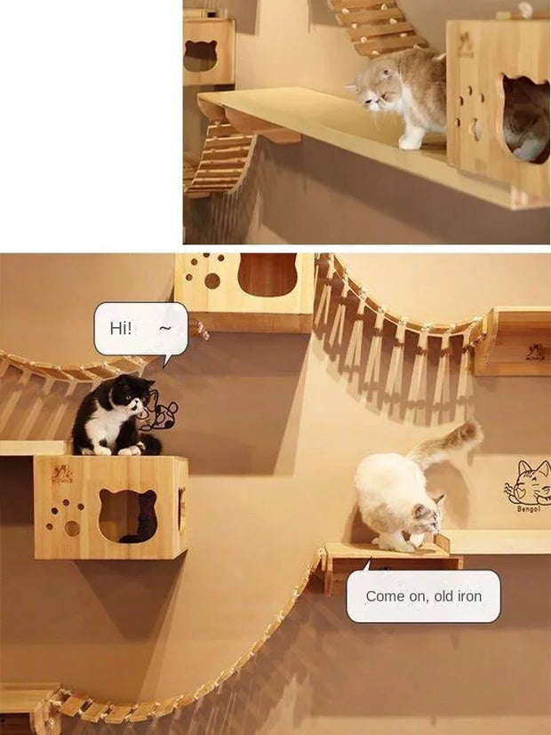 Wooden Cat Climbing Frame Luxury Wall Space Cat Wall