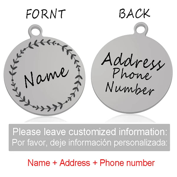 Custom Personalized Cat Dog ID Circle