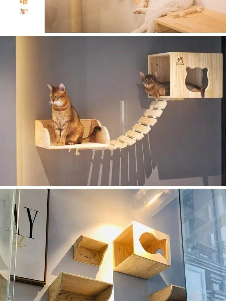 Wooden Cat Climbing Frame Luxury Wall Space Cat Wall