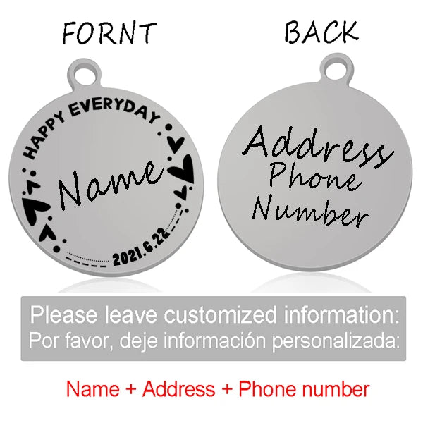 Custom Personalized Cat Dog ID Circle