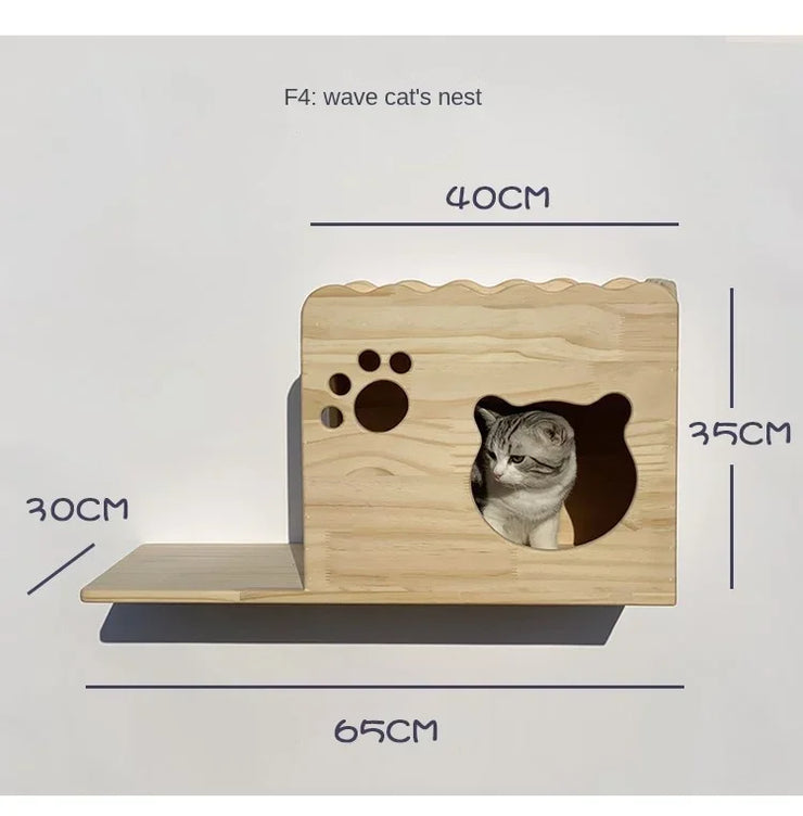 Wooden Cat Climbing Frame Luxury Wall Space Cat Wall