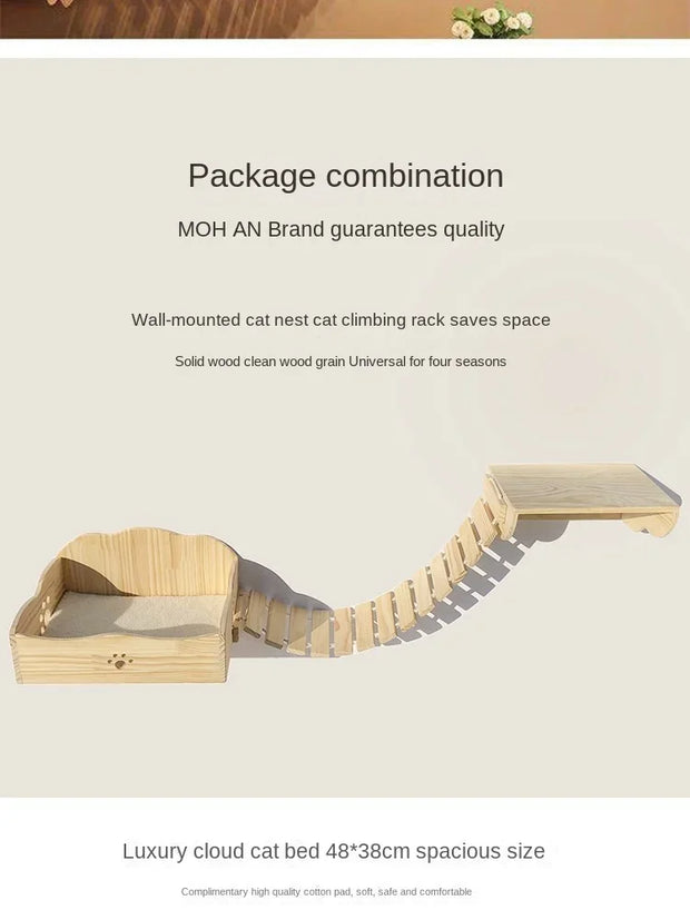 Wooden Cat Climbing Frame Luxury Wall Space Cat Wall