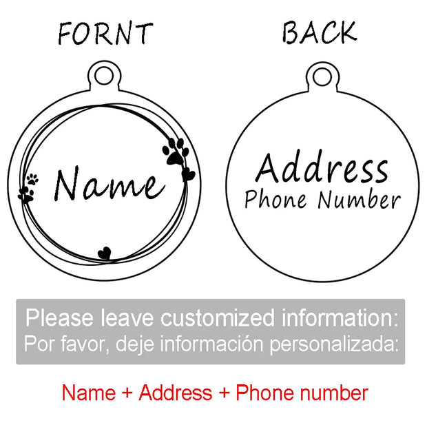 Custom Personalized Cat Dog ID Circle