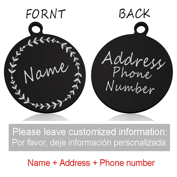 Custom Personalized Cat Dog ID Circle