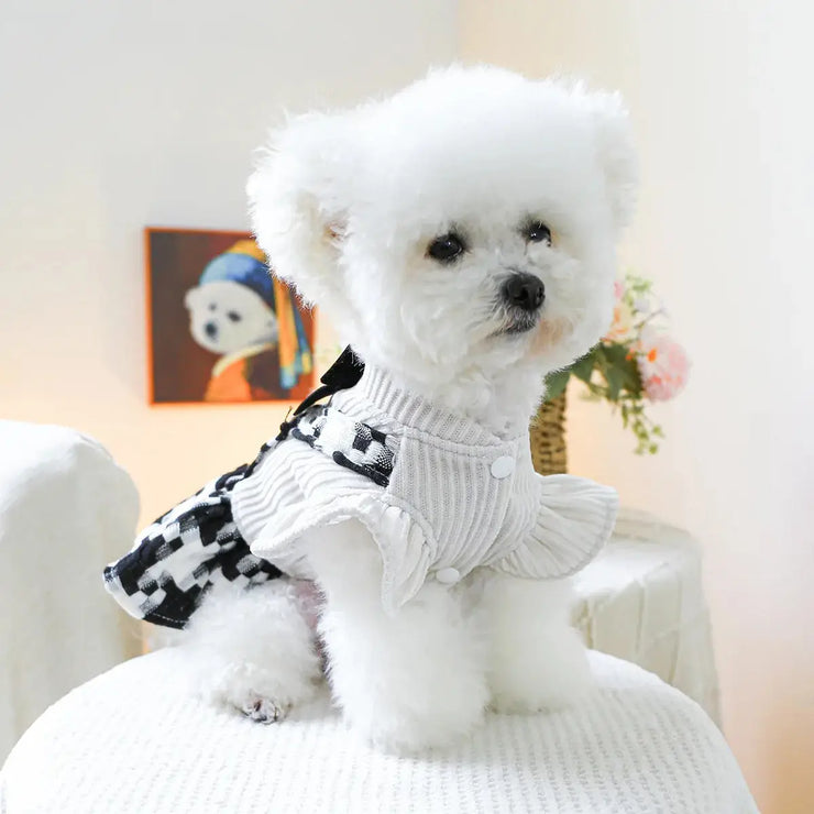 Pet Plaid Bow Montage Two-piece Dress Dog luxury