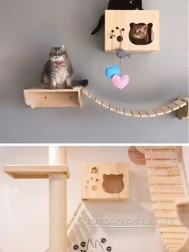 Wooden Cat Climbing Frame Luxury Wall Space Cat Wall