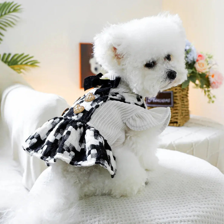 Pet Plaid Bow Montage Two-piece Dress Dog luxury