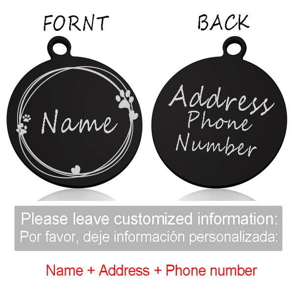 Custom Personalized Cat Dog ID Circle