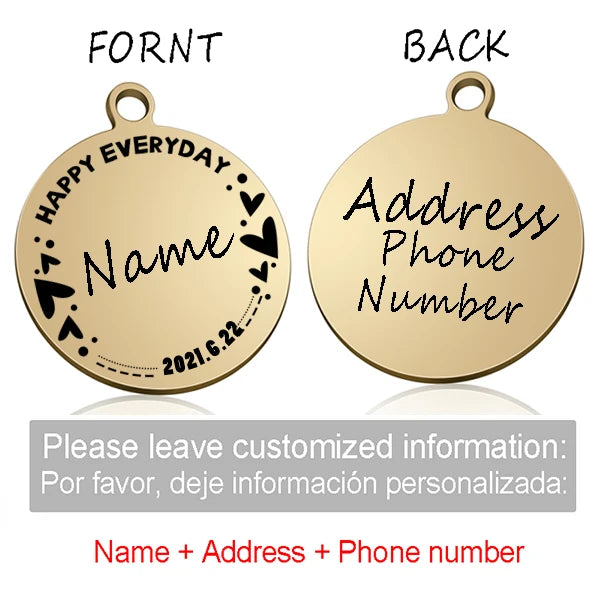 Custom Personalized Cat Dog ID Circle