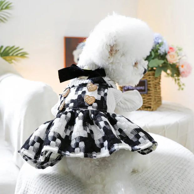 Pet Plaid Bow Montage Two-piece Dress Dog luxury