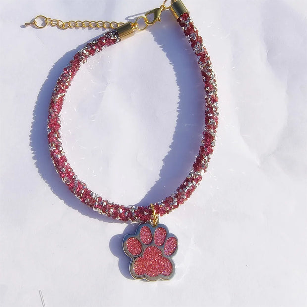 Luxury Crystal Cat luxury Collar Paw Pendant Party