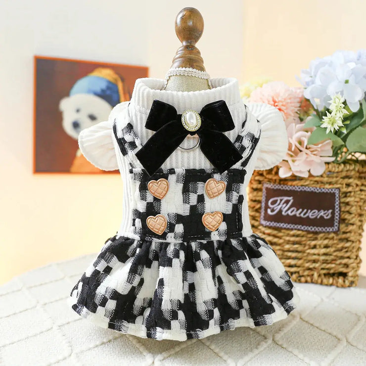 Pet Plaid Bow Montage Two-piece Dress Dog luxury