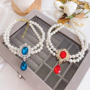 2 Rows Pet Pearls luxury Collar Adjustable Puppy Dog