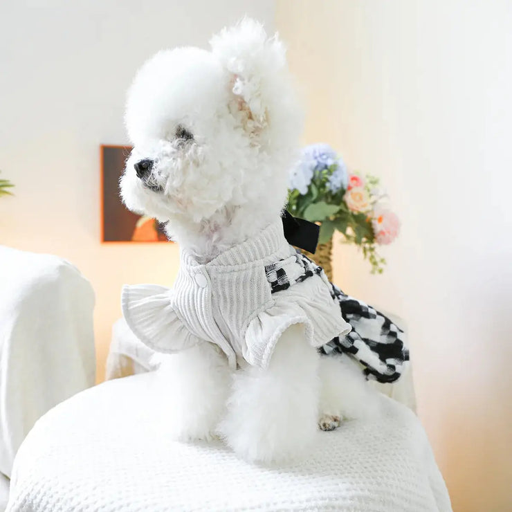 Pet Plaid Bow Montage Two-piece Dress Dog luxury