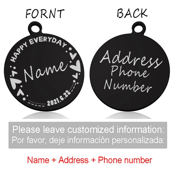 Custom Personalized Cat Dog ID Circle