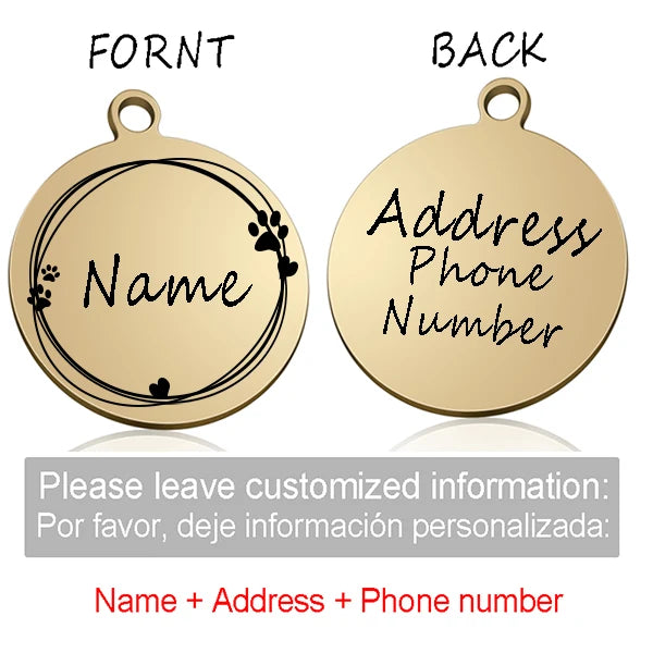 Custom Personalized Cat Dog ID Circle